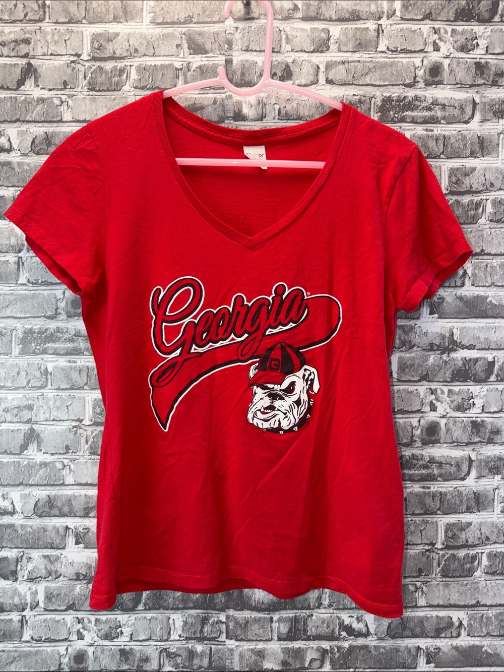 Georgia Bulldogs‎ Red V-Neck Women's Tee